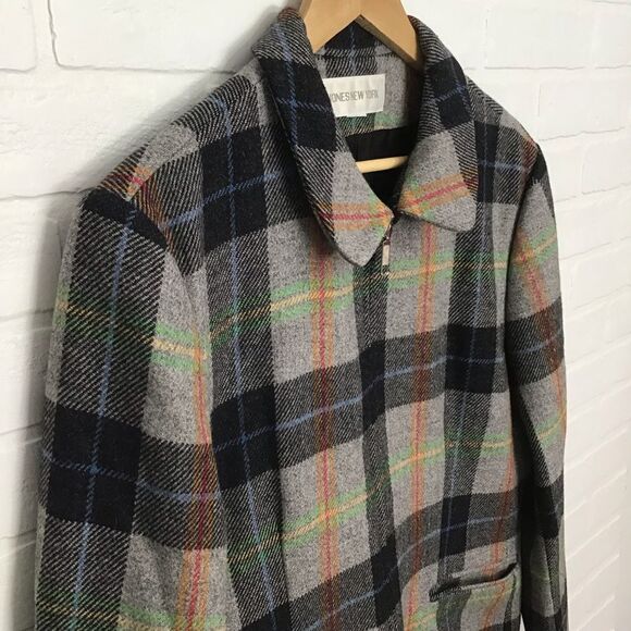 JONES New York wool blazer plaid pure new wool jacket size 12 - Picture 3 of 16